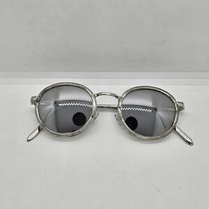 Zara round silver frame mirrored sunglasses